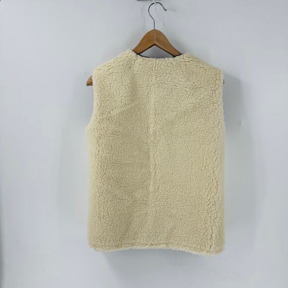 Vintage Wool Plaid Reversible Vest Red Tartan Sherpa Lined Outdoor (Fits S/M) - Picture 10 of 12